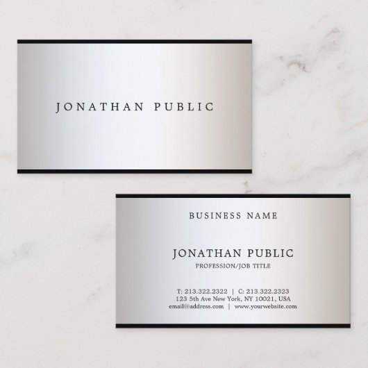 Trendy Modern Professional Elegant Glamor Plain Visitekaartje (Voorkant / Achterkant)