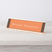 Trendy Modern professioneel Sinaasappel bruin Bureau Naambordje (Voorkant)