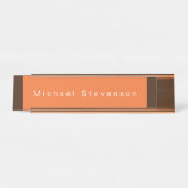 Trendy Modern professioneel Sinaasappel bruin Bureau Naambordje (Voorkant)