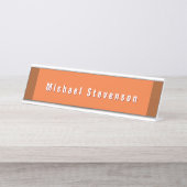 Trendy Modern professioneel Sinaasappel bruin Bureau Naambordje (Voorkant)