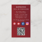 Trendy Modern QR code photo Business Card Visitekaartje (Achterkant)