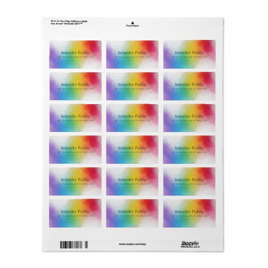 Trendy Modern Rainbow Colors Abstracte Sjabloon Etiket (Full Sheet)