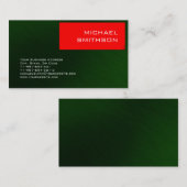 Trendy Modern Red Stripe Green Visitekaartje (Voorkant / Achterkant)