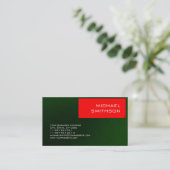 Trendy Modern Red Stripe Green Visitekaartje (Staand voorkant)