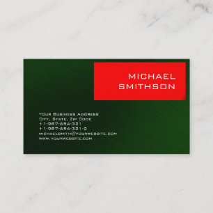 Trendy Modern Red Stripe Green Visitekaartje