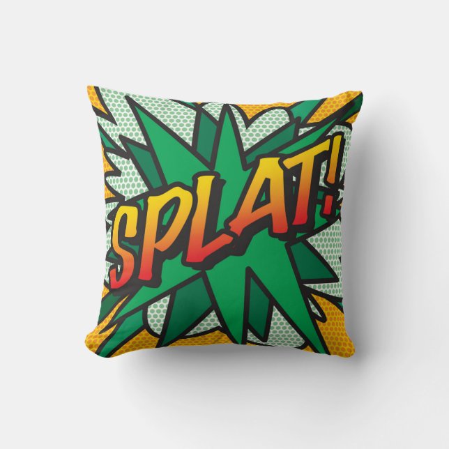 Trendy Modern  Retro Stripboek SPLAT Pop Art Kussen (Voorkant)