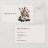 Trendy Modern Rocket Ship Playground Teacher Visitekaartje (Voorkant / Achterkant)