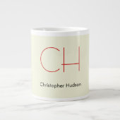 Trendy Modern Rood Monogram Beige Grote Koffiekop (Voorkant)