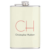 Trendy Modern Rood Monogram Beige Heupfles (Voorkant)