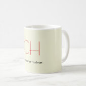 Trendy Modern Rood Monogram Beige Koffiemok (Voorkant rechts)