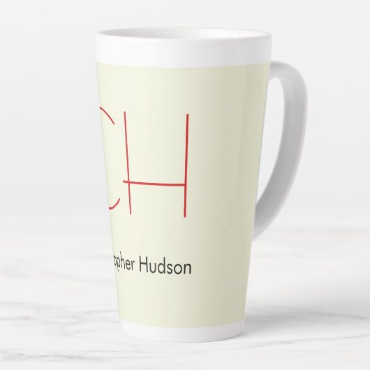 Trendy Modern Rood Monogram Beige Latte Mok (Rechterhoek)