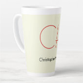 Trendy Modern Rood Monogram Beige Latte Mok (Linkerhoek)