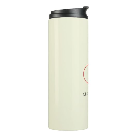 Trendy Modern Rood Monogram Beige Thermosbeker (Gedraaid links)
