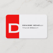 Trendy modern rood wit monogram, expressief visitekaartje (Voorkant)