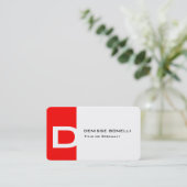 Trendy modern rood wit monogram, expressief visitekaartje (Staand voorkant)