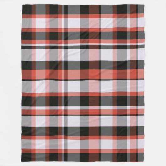 Trendy Modern Rood Zwart en wit Plaid Fleece Deken (Voorkant)