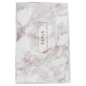 Trendy Modern Roos-gold Faux Marble Medium Cadeauzakje (Voorkant)