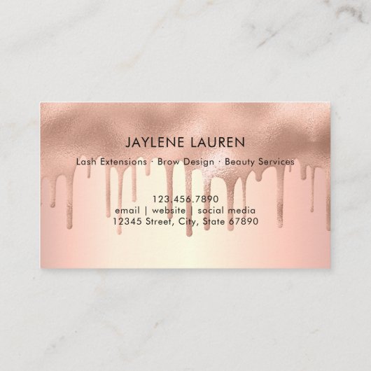 Trendy Modern Roos Gold Shimmer maakt Kaart bij af Visitekaartje (Achterkant)