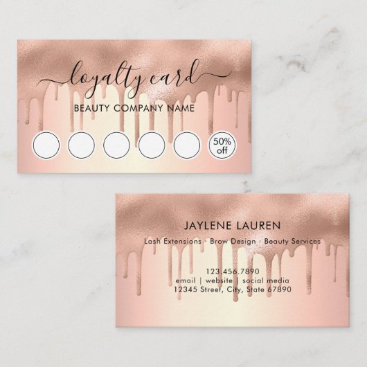 Trendy Modern Roos Gold Shimmer maakt Kaart bij af Visitekaartje (Voorkant / Achterkant)