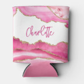 Trendy Modern Roze Agate Gold Glitter - op maat ge Blikjeskoeler (Voorkant)