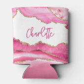 Trendy Modern Roze Agate Gold Glitter - op maat ge Blikjeskoeler (Achterkant)