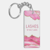 Trendy Modern Roze Agate Lash Extensions Beauty Sleutelhanger (Voorkant Links)