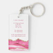 Trendy Modern Roze Agate Lash Extensions Beauty Sleutelhanger (achterkant)