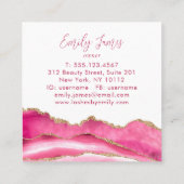 Trendy Modern Roze Agate Lash Extensions Beauty Vierkante Visitekaartje (Achterkant)
