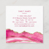 Trendy Modern Roze Agate Lash Extensions Beauty Vierkante Visitekaartje (Achterkant)