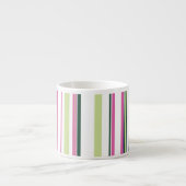 Trendy Modern Roze Groen Wit Strepen Espresso Kop (Voorkant)
