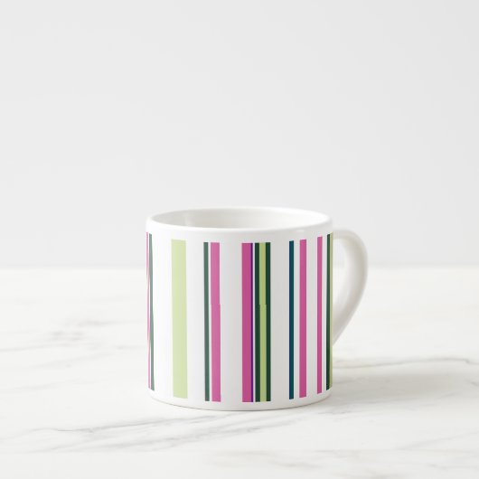 Trendy Modern Roze Groen Wit Strepen Espresso Kop (Voorkant rechts)