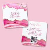 Trendy Modern Roze Manuscript Agate QR Code Vierkante Visitekaartje