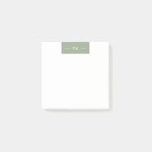 Trendy Modern Sage Green Monogram initialen Post-it® Notes (Voorkant)