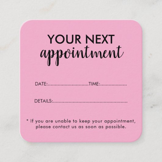 Trendy Modern Salon Appointment Reminder Card Afsprakenkaartje (Voorkant)