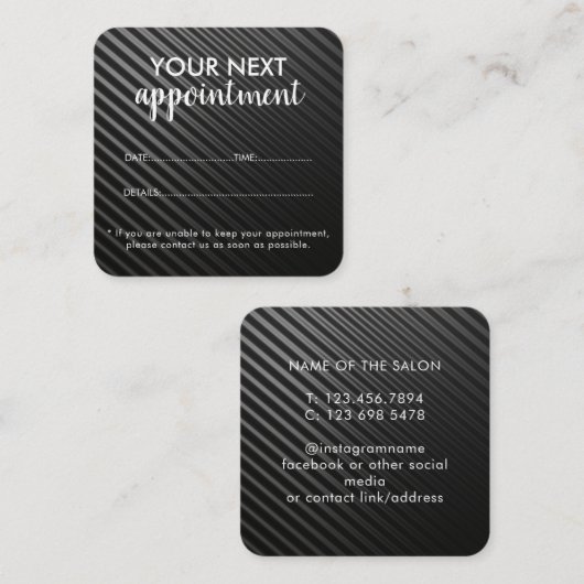 Trendy Modern Salon Appointment Reminder Card Afsprakenkaartje (Voorkant / Achterkant)