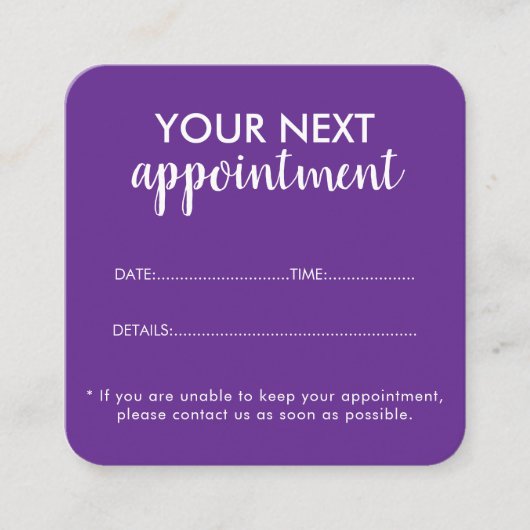 Trendy Modern Salon Appointment Reminder Card Afsprakenkaartje (Voorkant)