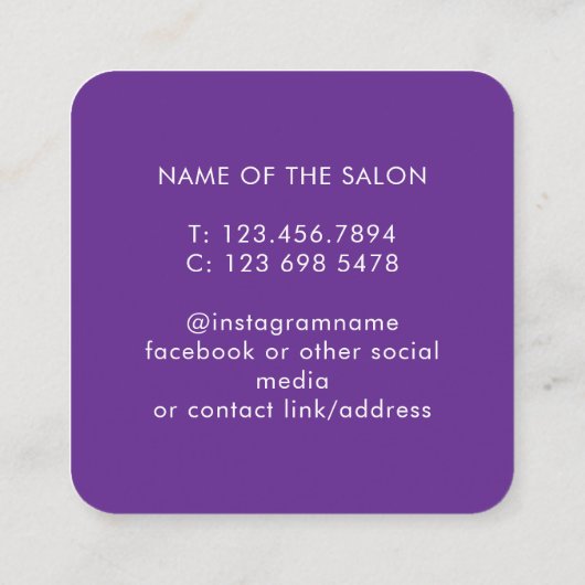Trendy Modern Salon Appointment Reminder Card Afsprakenkaartje (Achterkant)