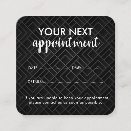 Trendy Modern Salon Appointment Reminder Card Afsprakenkaartje (Voorkant)