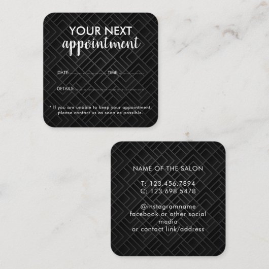 Trendy Modern Salon Appointment Reminder Card Afsprakenkaartje (Voorkant / Achterkant)