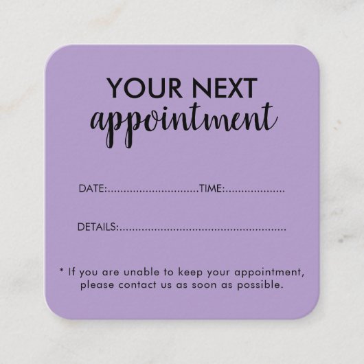 Trendy Modern Salon Appointment Reminder Card Afsprakenkaartje (Voorkant)