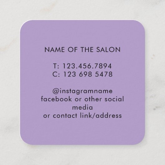 Trendy Modern Salon Appointment Reminder Card Afsprakenkaartje (Achterkant)