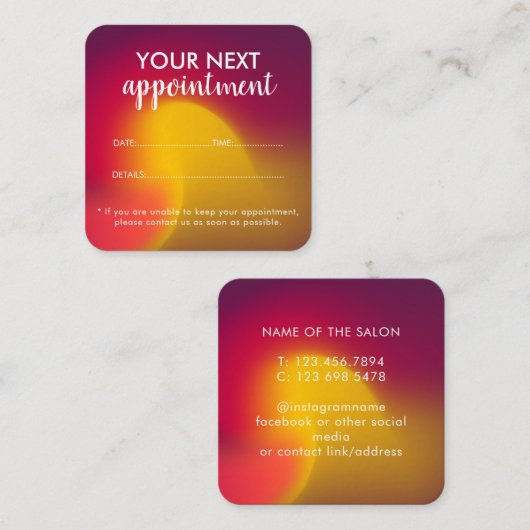 Trendy Modern Salon Appointment Reminder Card Afsprakenkaartje (Voorkant / Achterkant)