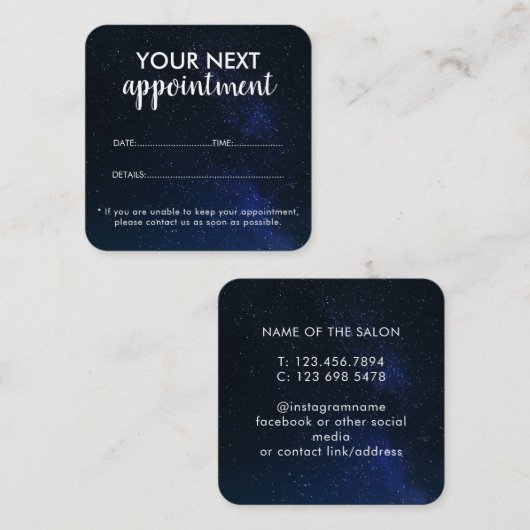 Trendy Modern Salon Appointment Reminder Card Afsprakenkaartje (Voorkant / Achterkant)