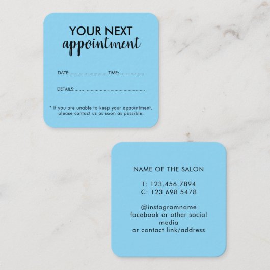 Trendy Modern Salon Appointment Reminder Card Afsprakenkaartje (Voorkant / Achterkant)