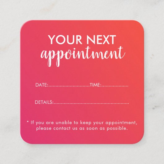 Trendy Modern Salon Appointment Reminder Card Afsprakenkaartje (Voorkant)