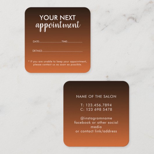 Trendy Modern Salon Appointment Reminder Card Afsprakenkaartje (Voorkant / Achterkant)