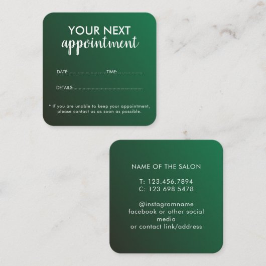 Trendy Modern Salon Appointment Reminder Card Afsprakenkaartje (Voorkant / Achterkant)
