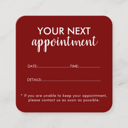 Trendy Modern Salon Appointment Reminder Card Afsprakenkaartje (Voorkant)