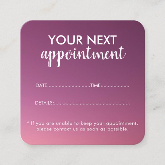 Trendy Modern Salon Appointment Reminder Card Afsprakenkaartje (Voorkant)