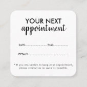 Trendy Modern Salon Appointment Reminder Card Afsprakenkaartje (Voorkant)